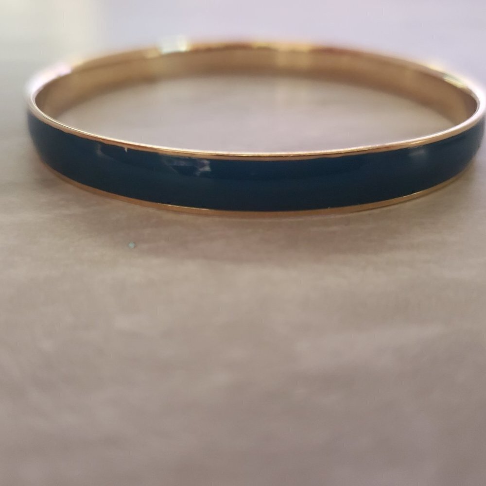 💙 Vintage 2000's 00's Y2K J.Crew Blue Enamal Skinny Bangle Bracelet 💙 - Picture 3 of 9